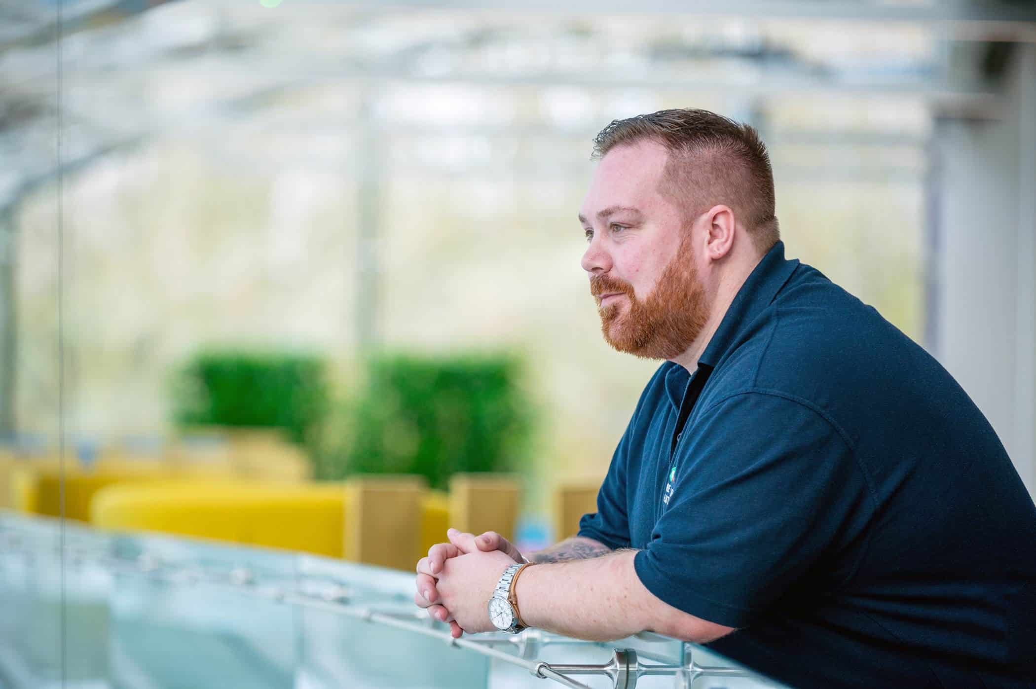 A photograph of Andrew Wilkinson from Secure Safety Solutions, looking into the distance against