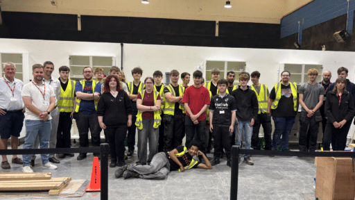 A group picture of Wiltshire College & University Centre students, staff members and industry partners at the College’s Construction Skills Competition