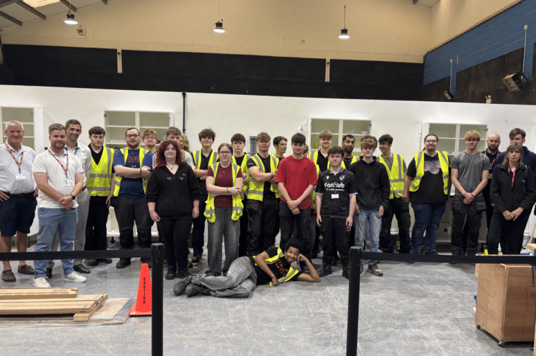 A group picture of Wiltshire College & University Centre students, staff members and industry partners at the College’s Construction Skills Competition