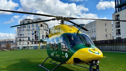 An air ambulance landed in central Bath