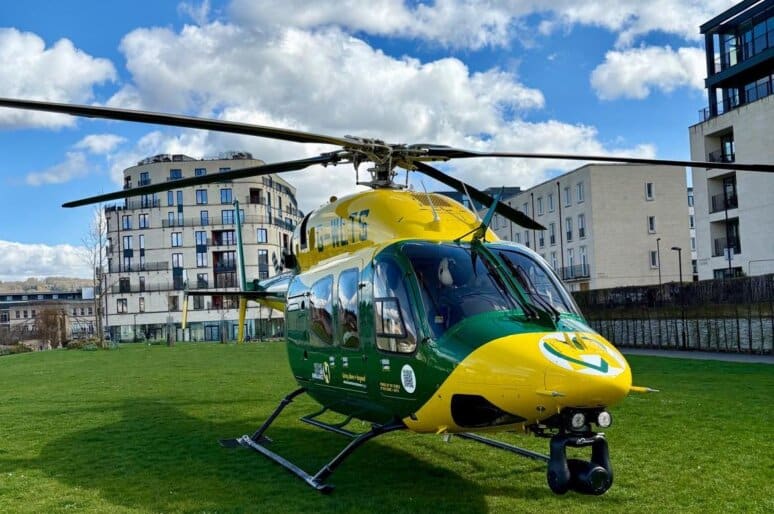 An air ambulance landed in central Bath