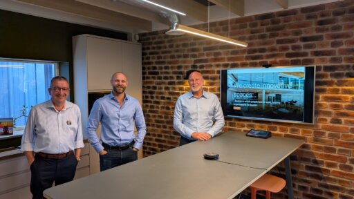 Leader of the Council, Councillor Gary Sumner, with Alex Kerr, Chief Executive Officer at Kerr Office Group, and Jonathan Kerr, Founder of Kerr Office Group