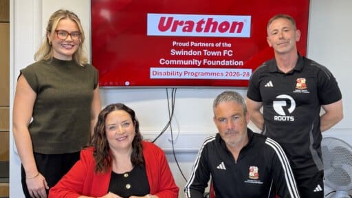Swindon Town FC Community Foundation and Urathon sponsorship.jpg